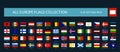 All Europe Flags round rectangle flat buttons isolated on black Royalty Free Stock Photo