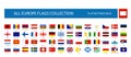 All Europe Flags round rectangle flat buttons isolated on white Royalty Free Stock Photo