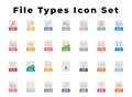 All File Types Icon set You Need, File Formats Icon Set, File Extension, Include Avi, mb3, mb4, html, Zip, js, FLA, CSV. Xml