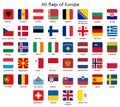 All flags of Europe button square Royalty Free Stock Photo