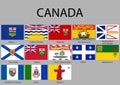 all Flags provinces of Canada. Royalty Free Stock Photo