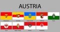 all Flags of regions Austria Royalty Free Stock Photo