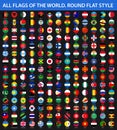 All flags of the world in alphabetical order. Round flat style Royalty Free Stock Photo