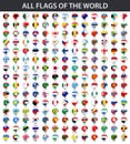 All flags of the world in alphabetical order. Round glossy sticker style Royalty Free Stock Photo