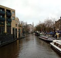 The Amstel river in front of the Hard Rock Cafe building