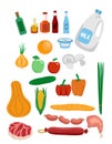 All food set. Food icons. Vector illustration. grocery set Royalty Free Stock Photo