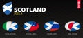 All games of Scotland rugby team in pool A stylized as icons