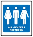 All gender restroom sign. Male, female transgender.  illustration. Royalty Free Stock Photo