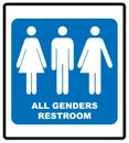 All gender restroom sign. Male, female transgender. Vector illustration. Royalty Free Stock Photo
