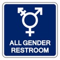 All Gender Restroom Symbol Sign,Vector Illustration, Isolated On White Background Label. EPS10