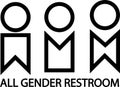 All gender restroom Vector sign. All Gender Bathrooms. Woman, man, transgender, gender neutral person icon for public toilet. Royalty Free Stock Photo