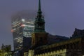 All Hallows by the Tower an ancient Anglican church on Byward Street in the City of London at night Royalty Free Stock Photo