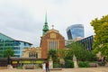 Ancient church and modern architecture City of London England United Kingdom