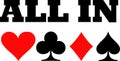 All in with hearts spades diamonds and clubs