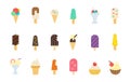 all ice cream types flat icons different looks