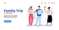 All inclusive family travel trip banner template - cartoon tourist couple