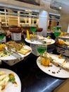 All-Inclusive Food Display in Hotel Dining Area. Various snacks, types of cheese Royalty Free Stock Photo
