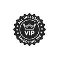 All inclusive sticker glyph black icon. Vip membership. Exclusive offer from travel agency. Sign for web page, mobile app, button