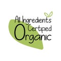 All ingredients certified organic label product Royalty Free Stock Photo