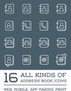 All Kinds of Contact Us Address Book Icons in Vector Royalty Free Stock Photo
