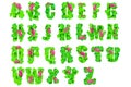 All letters of the alphabet from beautiful decorative green leaves Royalty Free Stock Photo