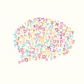 All letters of Hebrew alphabet, Jewish ABC pattern, speech bubble illustration