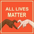 All lives matter banner multiracial hands heart gesture Royalty Free Stock Photo