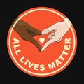All Lives Matter sticker multiracial hands heart gesture Royalty Free Stock Photo