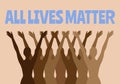 All lives matter. Vector lettering with hand drawn illustration of women isolated.