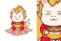 Cute Kirin Character Holding Steamed Bun Lunar New Year Celebration Royalty Free Stock Photo