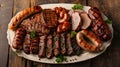 All Meat Platter Overhead. Generative AI Royalty Free Stock Photo