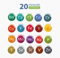 All Minerals for Human Health. Set of icons Royalty Free Stock Photo