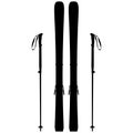 All Mountain Ski / Carving Ski / Freeride Ski modern equipment. Ski ,Ski binding and Ski pole for winter sports realistic silhouet