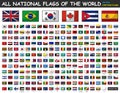 All national flags of the world . Cartoon style Royalty Free Stock Photo