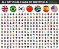 All national flags of the world . Convex button flag design . White isolated background . Element vector Royalty Free Stock Photo