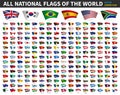 All national flags of the world . Curved design . White isolated background . Elements vector Royalty Free Stock Photo