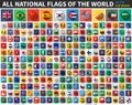 All national flags of the world . Flat color and long shadow design . Vector Royalty Free Stock Photo