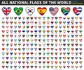 All national flags of the world . Heart button design . Vector Royalty Free Stock Photo