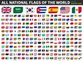 All national flags of the world . Inserted paper flag design . Element vector