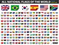 All national flags of the world . Paper design with bend at corner . Elements Vector Royalty Free Stock Photo