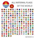 All national flags of the world set. Official world flags circle buttons, accurate colors. Royalty Free Stock Photo