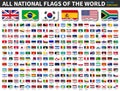 All national flags of the world . Torn paper design . Vector