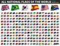 All national flags of the world . Waving flag design . Vector Royalty Free Stock Photo