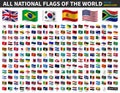 All national flags of the world . Waving flag design . Vector