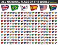 All national flags of the world . Waving flag design . White isolated background . Element vector Royalty Free Stock Photo