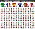 All national flags of the world . National waving jersey soccer teams with country flag pattern . Vector Royalty Free Stock Photo