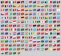 All national world waving flags with names - high quality vector flag isolated on gray background Royalty Free Stock Photo