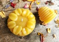 Handcrafted beeswax candles. Hand-poured pure natural beeswax candle.
