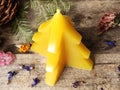 Handcrafted beeswax candle. Fir tree Hand-poured pure natural beeswax candle.