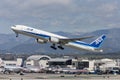 All Nippon Airways ANA Boeing 777 aircraft taking off from Los Angeles International Airport.